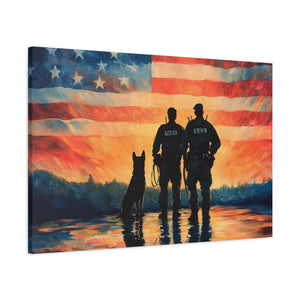 Patriotic Canvas Print - Heroes and Their Dogs - Perfect for Veterans Day and Memorial Day