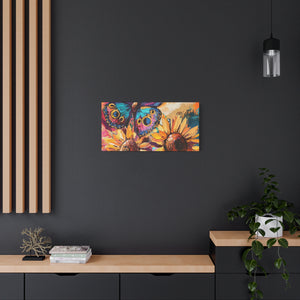 Colorful Butterfly and Sunflowers Canvas Art, Nature Wall Decor, Flower Artwork, Gift for Home, Boho Decor, Vibrant Art Print