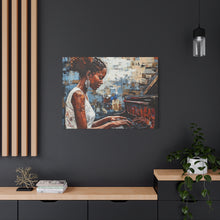 Load image into Gallery viewer, Canvas Wall Art, Piano Woman Artwork, Living Room Decor, Music Lover Gift, Black Artist Print, Home Office Decoration
