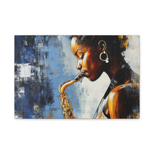 Load image into Gallery viewer, Saxophone Art Canvas, Music Lover Decor, Jazz Wall Art, Unique Gift for Musicians, Home Office Decoration, Inspirational Artwork
