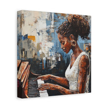 Load image into Gallery viewer, Piano Woman Canvas Art, Stylish Modern Decor, Gift for Music Lovers, Home Wall Art, Unique Artistic Playroom Decor
