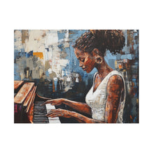 Load image into Gallery viewer, Piano Woman Canvas Art, Stylish Modern Decor, Gift for Music Lovers, Home Wall Art, Unique Artistic Playroom Decor
