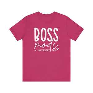 Boss Mode Unisex Jersey Tee - Motivational Short Sleeve Shirt for Entrepreneurs
