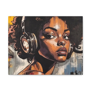 Artistic Matte Canvas Print - Stylish Woman with Headphones