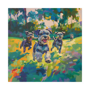 Vibrant Schnauzer Dogs Canvas Wall Art