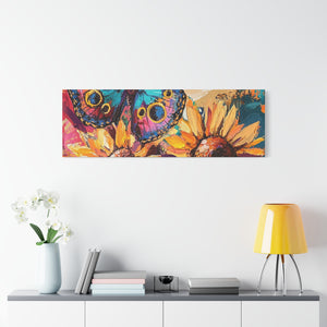 Colorful Butterfly and Sunflowers Canvas Art, Nature Wall Decor, Flower Artwork, Gift for Home, Boho Decor, Vibrant Art Print