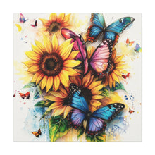 Load image into Gallery viewer, Vibrant Floral Canvas Wall Art, Butterfly Decor
