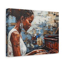 Load image into Gallery viewer, Canvas Wall Art, Piano Woman Artwork, Living Room Decor, Music Lover Gift, Black Artist Print, Home Office Decoration
