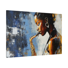 Load image into Gallery viewer, Saxophone Art Canvas, Music Lover Decor, Jazz Wall Art, Unique Gift for Musicians, Home Office Decoration, Inspirational Artwork
