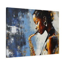 Load image into Gallery viewer, Saxophone Art Canvas, Music Lover Decor, Jazz Wall Art, Unique Gift for Musicians, Home Office Decoration, Inspirational Artwork
