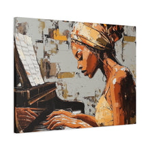 Load image into Gallery viewer, Piano Art Canvas Wall Decor, Inspirational Home Art, Music Lover Gift, Black Woman Artwork, Modern Art Print
