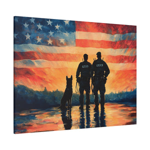 Patriotic Canvas Print - Heroes and Their Dogs - Perfect for Veterans Day and Memorial Day