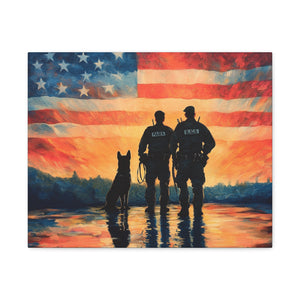 Patriotic Canvas Print - Heroes and Their Dogs - Perfect for Veterans Day and Memorial Day
