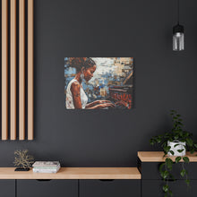 Load image into Gallery viewer, Canvas Wall Art, Piano Woman Artwork, Living Room Decor, Music Lover Gift, Black Artist Print, Home Office Decoration
