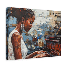 Load image into Gallery viewer, Canvas Wall Art, Piano Woman Artwork, Living Room Decor, Music Lover Gift, Black Artist Print, Home Office Decoration

