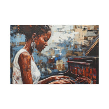 Load image into Gallery viewer, Canvas Wall Art, Piano Woman Artwork, Living Room Decor, Music Lover Gift, Black Artist Print, Home Office Decoration
