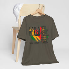 Load image into Gallery viewer, Empowered Black Woman Tee - I AM A BLACK Heart Design - Unisex Jersey Short Sleeve
