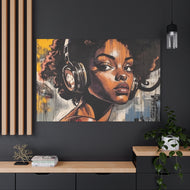 Artistic Matte Canvas Print - Stylish Woman with Headphones