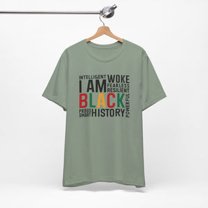 Empowering Black History Unisex Tee - WOKE, INTELLIGENT, RESILIENT
