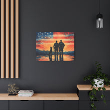 Load image into Gallery viewer, Patriotic Canvas Print - Heroes and Their Dogs - Perfect for Veterans Day and Memorial Day
