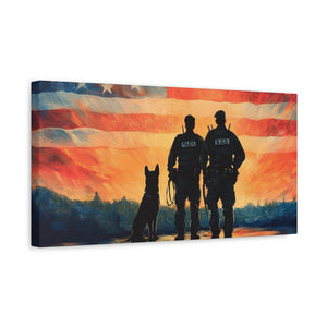 Patriotic Canvas Print - Heroes and Their Dogs - Perfect for Veterans Day and Memorial Day