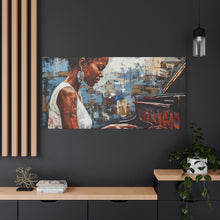 Load image into Gallery viewer, Canvas Wall Art, Piano Woman Artwork, Living Room Decor, Music Lover Gift, Black Artist Print, Home Office Decoration
