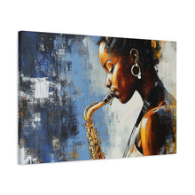 Load image into Gallery viewer, Saxophone Art Canvas, Music Lover Decor, Jazz Wall Art, Unique Gift for Musicians, Home Office Decoration, Inspirational Artwork
