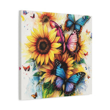 Load image into Gallery viewer, Vibrant Floral Canvas Wall Art, Butterfly Decor

