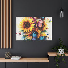 Load image into Gallery viewer, Vibrant Floral Canvas Wall Art, Butterfly Decor
