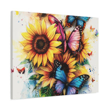 Load image into Gallery viewer, Vibrant Floral Canvas Wall Art, Butterfly Decor

