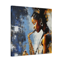 Load image into Gallery viewer, Saxophone Art Canvas, Music Lover Decor, Jazz Wall Art, Unique Gift for Musicians, Home Office Decoration, Inspirational Artwork
