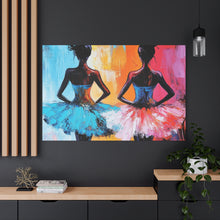 Load image into Gallery viewer, Dancing Ballerinas Canvas Wall Art, Colorful Abstract Ballet Painting, Girls Room Decor, Gift for Dance Lovers, Modern Art

