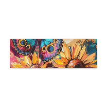 Load image into Gallery viewer, Colorful Butterfly and Sunflowers Canvas Art, Nature Wall Decor, Flower Artwork, Gift for Home, Boho Decor, Vibrant Art Print
