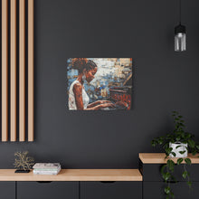 Load image into Gallery viewer, Canvas Wall Art, Piano Woman Artwork, Living Room Decor, Music Lover Gift, Black Artist Print, Home Office Decoration
