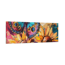 Load image into Gallery viewer, Colorful Butterfly and Sunflowers Canvas Art, Nature Wall Decor, Flower Artwork, Gift for Home, Boho Decor, Vibrant Art Print
