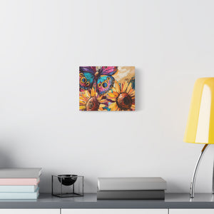 Colorful Butterfly and Sunflowers Canvas Art, Nature Wall Decor, Flower Artwork, Gift for Home, Boho Decor, Vibrant Art Print