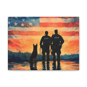 Patriotic Canvas Print - Heroes and Their Dogs - Perfect for Veterans Day and Memorial Day