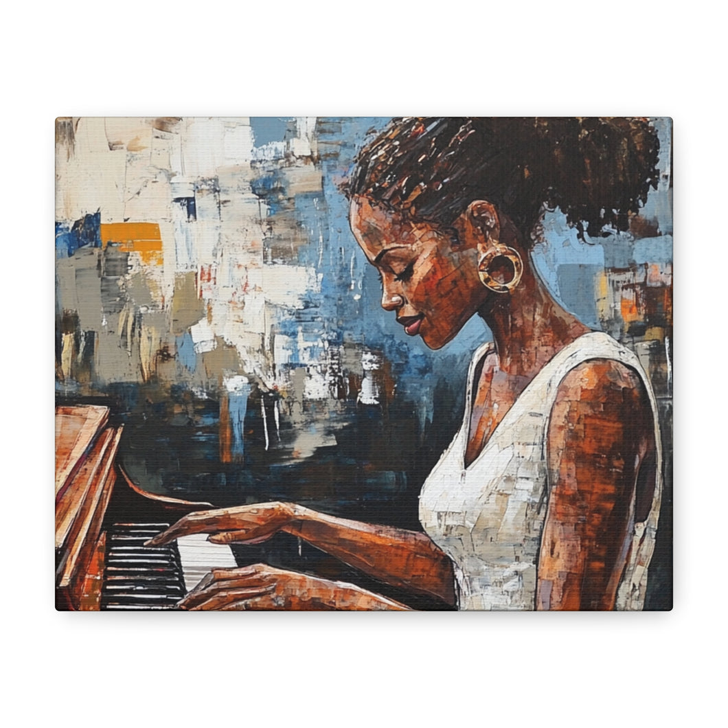 Piano Woman Canvas Art, Stylish Modern Decor, Gift for Music Lovers, Home Wall Art, Unique Artistic Playroom Decor