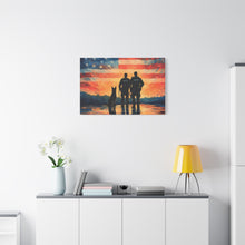 Load image into Gallery viewer, Patriotic Canvas Print - Heroes and Their Dogs - Perfect for Veterans Day and Memorial Day
