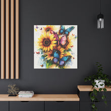 Load image into Gallery viewer, Vibrant Floral Canvas Wall Art, Butterfly Decor
