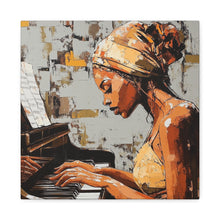 Load image into Gallery viewer, Piano Art Canvas Wall Decor, Inspirational Home Art, Music Lover Gift, Black Woman Artwork, Modern Art Print
