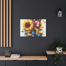 Load image into Gallery viewer, Vibrant Floral Canvas Wall Art, Butterfly Decor

