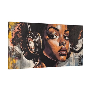Artistic Matte Canvas Print - Stylish Woman with Headphones
