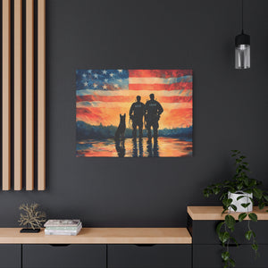 Patriotic Canvas Print - Heroes and Their Dogs - Perfect for Veterans Day and Memorial Day