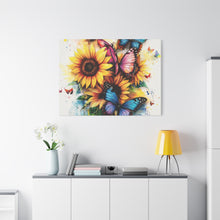 Load image into Gallery viewer, Vibrant Floral Canvas Wall Art, Butterfly Decor
