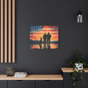 Patriotic Canvas Print - Heroes and Their Dogs - Perfect for Veterans Day and Memorial Day
