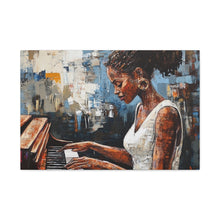 Load image into Gallery viewer, Piano Woman Canvas Art, Stylish Modern Decor, Gift for Music Lovers, Home Wall Art, Unique Artistic Playroom Decor
