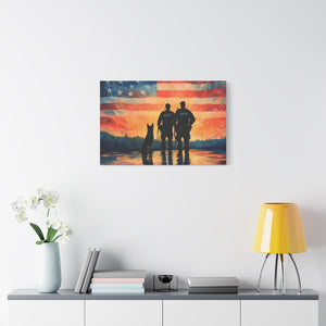 Patriotic Canvas Print - Heroes and Their Dogs - Perfect for Veterans Day and Memorial Day