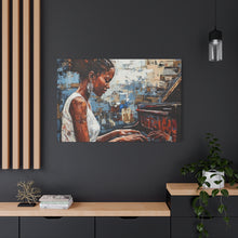 Load image into Gallery viewer, Canvas Wall Art, Piano Woman Artwork, Living Room Decor, Music Lover Gift, Black Artist Print, Home Office Decoration
