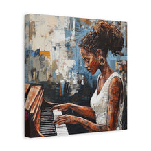 Load image into Gallery viewer, Piano Woman Canvas Art, Stylish Modern Decor, Gift for Music Lovers, Home Wall Art, Unique Artistic Playroom Decor
